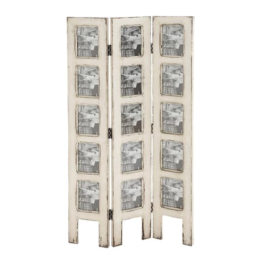 White Wood Farmhouse Room Divider Screen